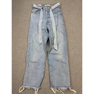 Levi's Premium Jeans Womens 26 Blue Light Wash High Rise Ribcage Straight Belted